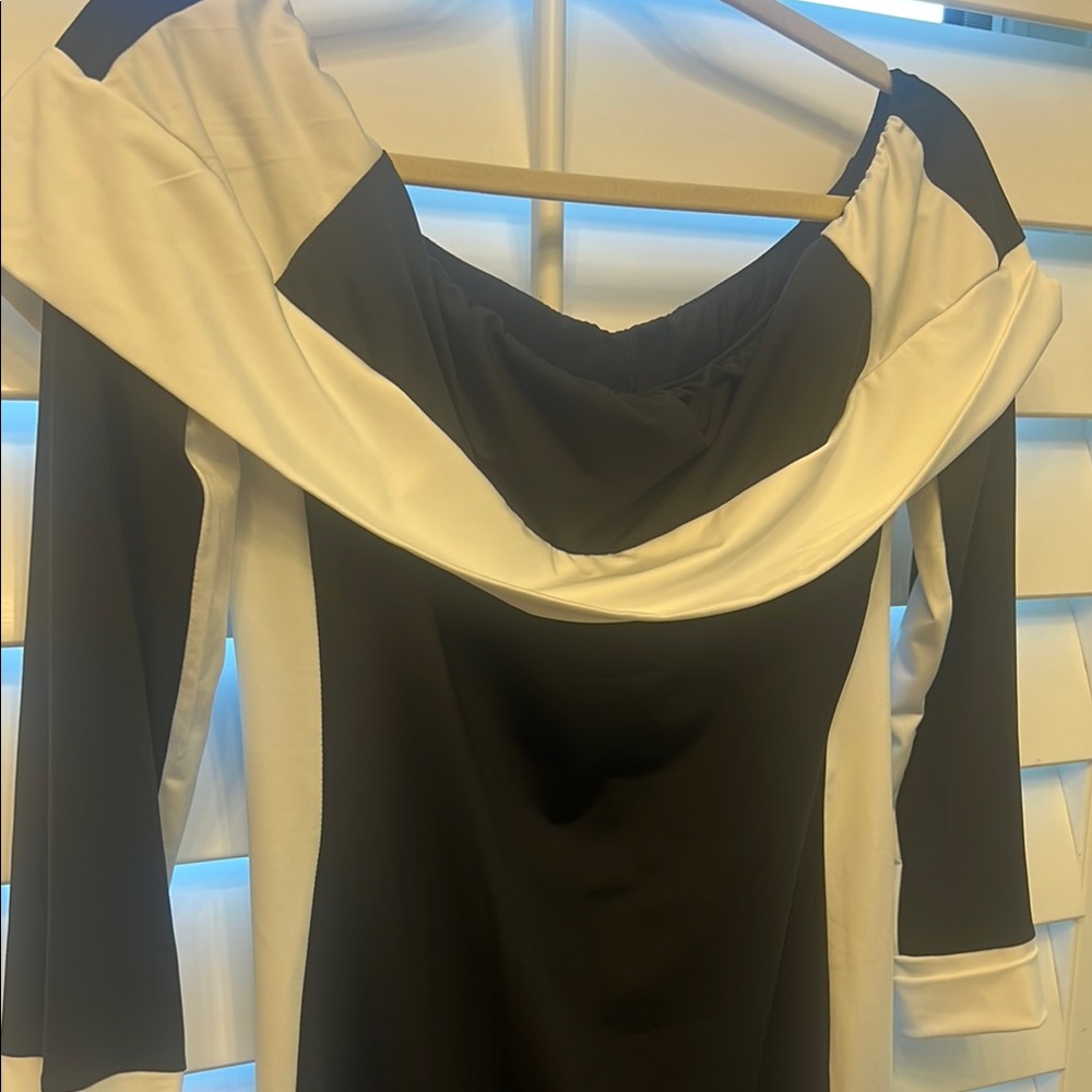 Chic Black and White High Low Dress